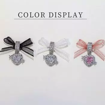1 шт. изысканные циркониевые аксессуары для дизайна ногтей бант из органзы кружевной бант любовь украшения для ногтей для женщин розовый