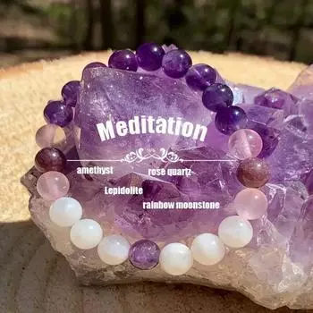 1 шт. изысканный фиолетовый кристалл модный стиль натуральный камень фиолетовый разноцветный браслет из бисера женский вечерние повседневный подарок PURPLE