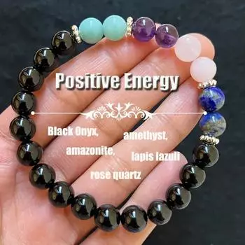 1 шт. изысканный фиолетовый кристалл модный стиль натуральный камень фиолетовый разноцветный браслет из бисера женский вечерние повседневный подарок MULTI