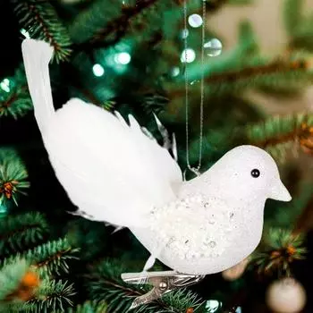 1 шт. Изысканный модный праздничный кулон с перьями и птицами, рождественское елочное украшение, рождественский кулон белый
