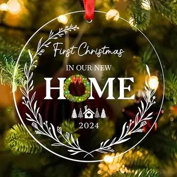 1 шт изысканный модный рождественский орнамент прозрачный акриловый круглый кулон рождественская елка подвеска