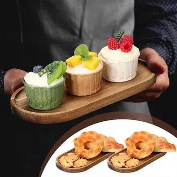 1 шт. изысканный овальный квадратный поднос, деревянный поднос, посуда для еды, кухонная утварь, десертная тарелка