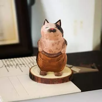 1 шт. Изысканный причудливый забавный подарок для домашнего декора, ручная работа, деревянная фигурка кошки, резное украшение для рабочего стола