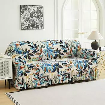 1 шт. Эластичный чехол на диван Чехол на диван с юбкой Принтованный чехол на диван Защита мебели для спальни, гостиной, домашнего декора Single set 90-140cm