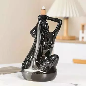 1 шт. Элегантная керамическая курильница с обратным потоком для украшения дома и офиса с красивым дизайном женской фигуры (Без благовоний)