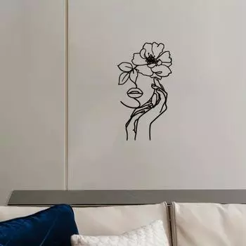 1 шт. Элегантная женская тема настенного искусства – черный классический декор для гостиной, стильное внутреннее украшение, шикарное металлическое настенное украшение светло-серый