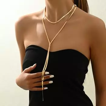1 шт. Элегантное Y-образное ожерелье, простое и шикарное украшение, подходит для повседневной носки, круглый год золотой