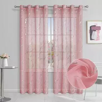 1 шт. Элегантные полузатеняющие оконные экраны с мраморным узором для спальни и гостиной 100X130cm&Grommet Top розовый