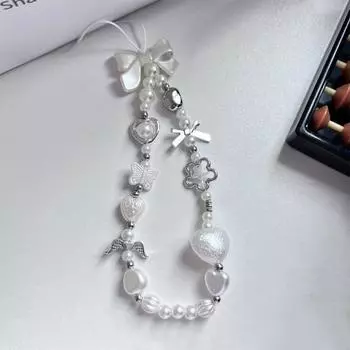 1 шт. Элегантный бежевый цветной телефонный брелок для девочки в виде банта, звезды, сердца, короткий ремешок для телефона, сумка для камеры, кулон, аксессуары для телефона