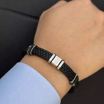 1 шт. Элегантный мужской браслет из титановой стали - стильные аксессуары из черной искусственной кожи - прочный, водостойкий и универсальный, модный