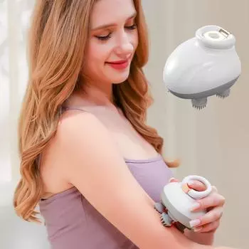 1 шт. Электрический массажер для кожи головы с вибрационной стимулирующей головкой для глубокой релаксации, беспроводной интеллектуальный массажер для тела и чесания головы белый