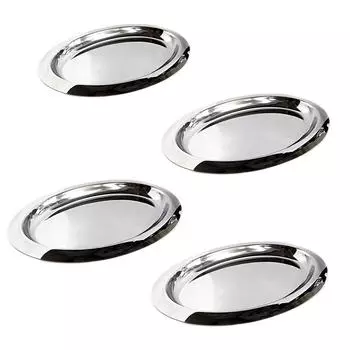 1 шт. Эллиптический диск практичная тарелка десерт креативная обеденная тарелка простота глянцевый металлический поддон нержавеющая сталь 24cm