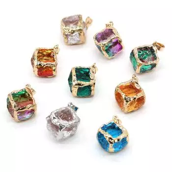 1 шт., Энергетический натуральный камень квадратный кулон, хрустальные чары исцеления Рейки для самостоятельного изготовления ожерелья для мужчин и женщин, украшения для ожерелья, брелок, аксессуары, рождественский подарок 1Pc/2525mm