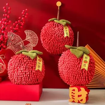 1 шт. Joy Persimmon Persimmon Ruyi синельное полотенце для рук украшение красное сопутствующее полотенце подвесное впитывающее полотенце для рук