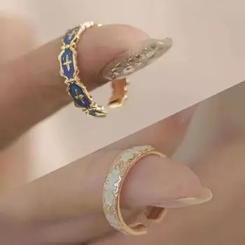 1 шт. Ювелирные изделия Подарки Винтаж С Цветочным Декором Роскошный Сплав Модные Открытые Кольца Крест Дизайн