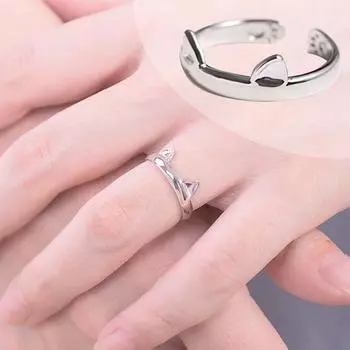 1 шт. Ювелирные изделия, регулируемые, праздничные подарки, полые кольца для пальцев, милые, сплав, геометрические, кошачьи ушки серебряный