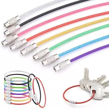 1 шт., кабель из нержавеющей стали, брелок для ключей, детские кольца для ключей, дорожные петли для багажной бирки, подвесной открытый брелок, аксессуары чёрный