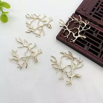 1 шт. кабошон камея ожерелье подвески шпильки аксессуары ветка дерева медное покрытие золото DIY ветка кулон материал