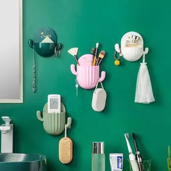 1 шт. кактусовая паста настенная ванная комната зубная щетка и полка для зубной пасты без перфоратора пульт дистанционного управления ящик для хранения розовый