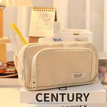 1 шт. Канцелярская сумка, пенал, большая емкость, пенал, канцелярская коробка, косметичка, портативные подарки чёрный