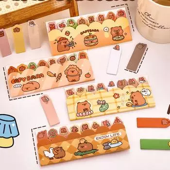 1 шт. Канцелярские принадлежности Kawaii Kapibala Cartoon Marker Memo Pad Capybara Bookmark Flags Index Tab Sticky Notes Stickers