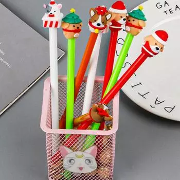 1 шт. канцелярские принадлежности милая рождественская собака 0,5 мм гелевые ручки Санта-Клауса Kawaii