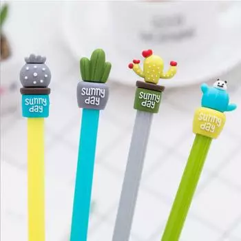 1 шт. Канцелярские принадлежности, милые кавайные гелевые ручки в виде кактуса, школьные канцелярские принадлежности, креативные, милые, симпатичные, милые, забавные ручки Ink ColorBlack