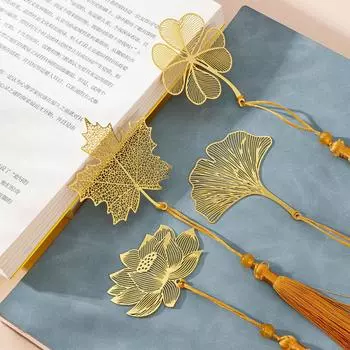1 шт. Канцелярские принадлежности в китайском стиле для студентов, ретро-металлические закладки для книг, полые, гинкго билоба, кленовый лист, лотос, вены, закладки для книг, подарки A