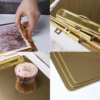 1 шт. канцелярский блокнот для записей билеты зажим для оргалита ресторанное меню нержавеющая сталь A4B5 блокнот для записей металлический многоразмерный 21*15 золотой