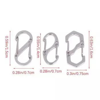 1 шт. карабин типа S, металлические двойные крючки, мини-брелок, крючок-замок, защита от кражи, пряжка для рюкзака для кемпинга, пружинные карабины 1.5*0.7cm