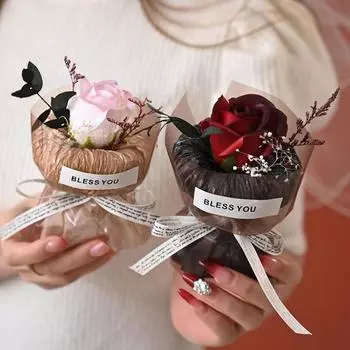 1 шт. карманный цветок подарочная коробка на День благодарения сопутствующее украшение в виде розы с ароматом день рождения мини мыло цветочный букет украшение для дома Новый год
