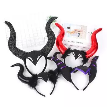 1 шт., карнавальный косплей, волосы на Хэллоуин, рог дьявола, готические аксессуары, черная повязка на голову, забавная