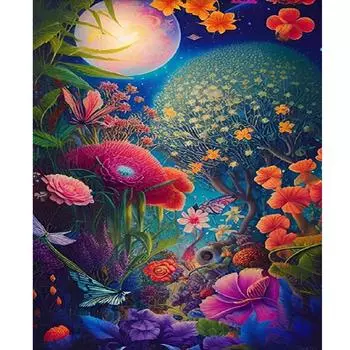1 шт., картина по номерам, цветы, абстрактная картина с цифрами для взрослых, наборы, лунная ночь, поделки своими руками для дома, настенная живопись 30x40 40x50cm NO Frame