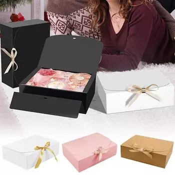 1 шт. картонная бумага ручной работы складная с бантом упаковочный материал крафт-бумага свадебный мешок для конфет украшение на день рождения 27*20*8cm