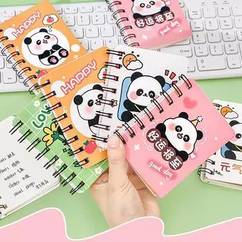 1 шт. Kawaii Chubby Panda Cartoon A7 Coil Notebook 80 страниц Карманный блокнот Офис Школьные учебные принадлежности Мини Kawaii Дневник Журнал
