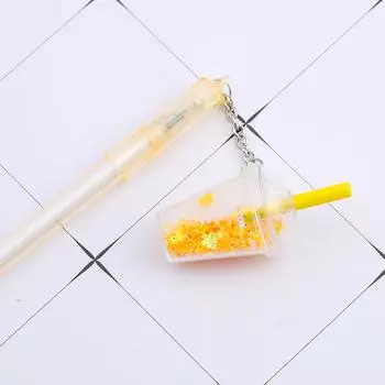 1 шт. Kawaii Daisies Flower Milk Tea Cup Подвеска Гелевая ручка Школьные канцелярские принадлежности Креативная канцелярия Милая Милая ручка