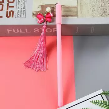 1 шт. Kawaii School Cute Styling Funny Lovely Pens Tassel Butterfly Подвеска Гелевая ручка Канцелярские принадлежности для офиса Ink Color:Black