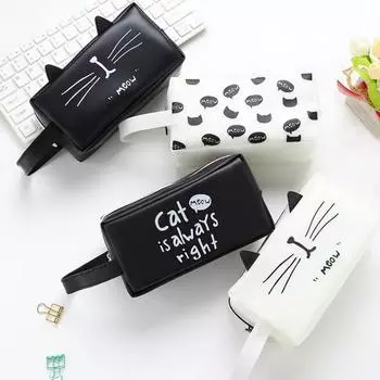 1 шт., кавайная ручка-карандаш с милым котом, силиконовая школьная канцелярская принадлежность, инструменты для макияжа, косметичка, задняя крышка для школы белый