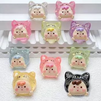 1 шт., кавайная смоляная мини-мультяшная 3D-блестящая кошачья голова, украшение для поделок, принадлежности для рукоделия, подвески для скрапбукинга, кабошоны, аксессуары