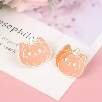 1 шт. кавайная тыква кошка твердая эмалированная булавка мультфильмы мода растение тыквы свет 26mm*22mm
