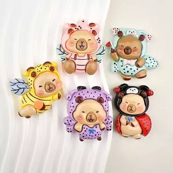 1 шт. кавайные мультяшные милые персонажи пчелы капибала смола скрапбукинг крем клей сделай сам ювелирные изделия детский подарок шпилька аксессуары розовый