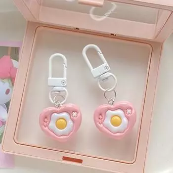 1 шт., кавайный мультфильм, имитация еды, забавный брелок, симпатичное яйцо-пашот, сумка-сердечко, кулон, детская игрушка, подарки, розовые подвесные украшения
