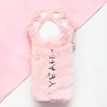 1 шт. кавайный плюшевый пенал с кошачьими когтями и лапами, большая емкость, сумки для карандашей, коробка для ручек розовый