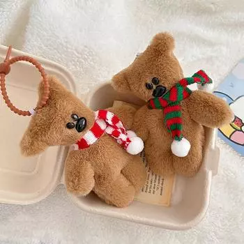 1 шт. кавайный шарф плюшевый мишка сжимающий плюшевую игрушку брелок рюкзак подвеска милый автомобиль брелок дети женская сумка аксессуары своими руками