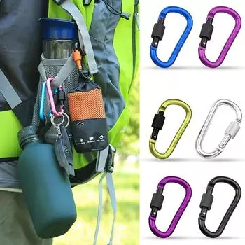 1 шт. Кемпинговая пряжка для скалолазания, карабин, крюк, инструмент с винтовым замком, наружная застежка, алюминиевое D-образное кольцо