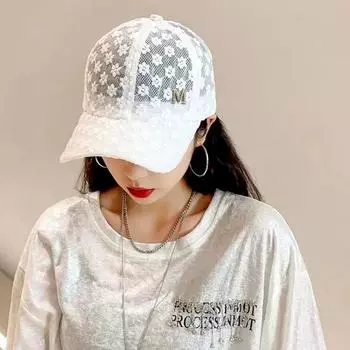 1 шт. кепка с козырьком универсальная солнцезащитная корейская версия женская стильная модная шляпа от солнца кружевная цветочная бейсболка B белый