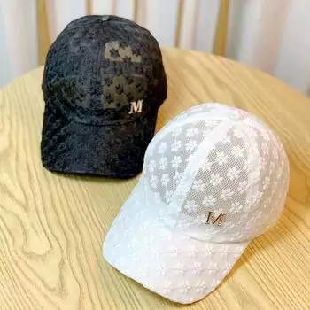 1 шт. кепка с козырьком универсальная солнцезащитная корейская версия женская стильная модная шляпа от солнца кружевная цветочная бейсболка чёрный