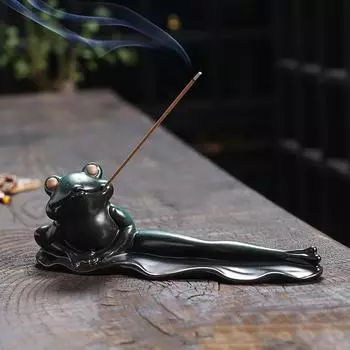 1 шт., керамическая, креативная, лягушка, держатель для благовоний, ароматерапия, домашний декор, курильница, чайное питомец (Без благовоний)