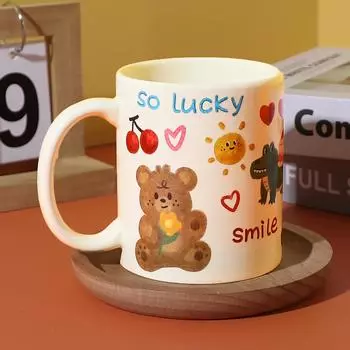 1 шт. - Керамическая кружка с граффити - уникальная парная кофейная чашка, идеальный подарок для подростков и взрослых 301-400ml