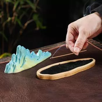 1 шт. керамическая курильница ручной работы в стиле горного ручья с противопожарной подкладкой и креативной коробкой для благовоний для домашнего аромата